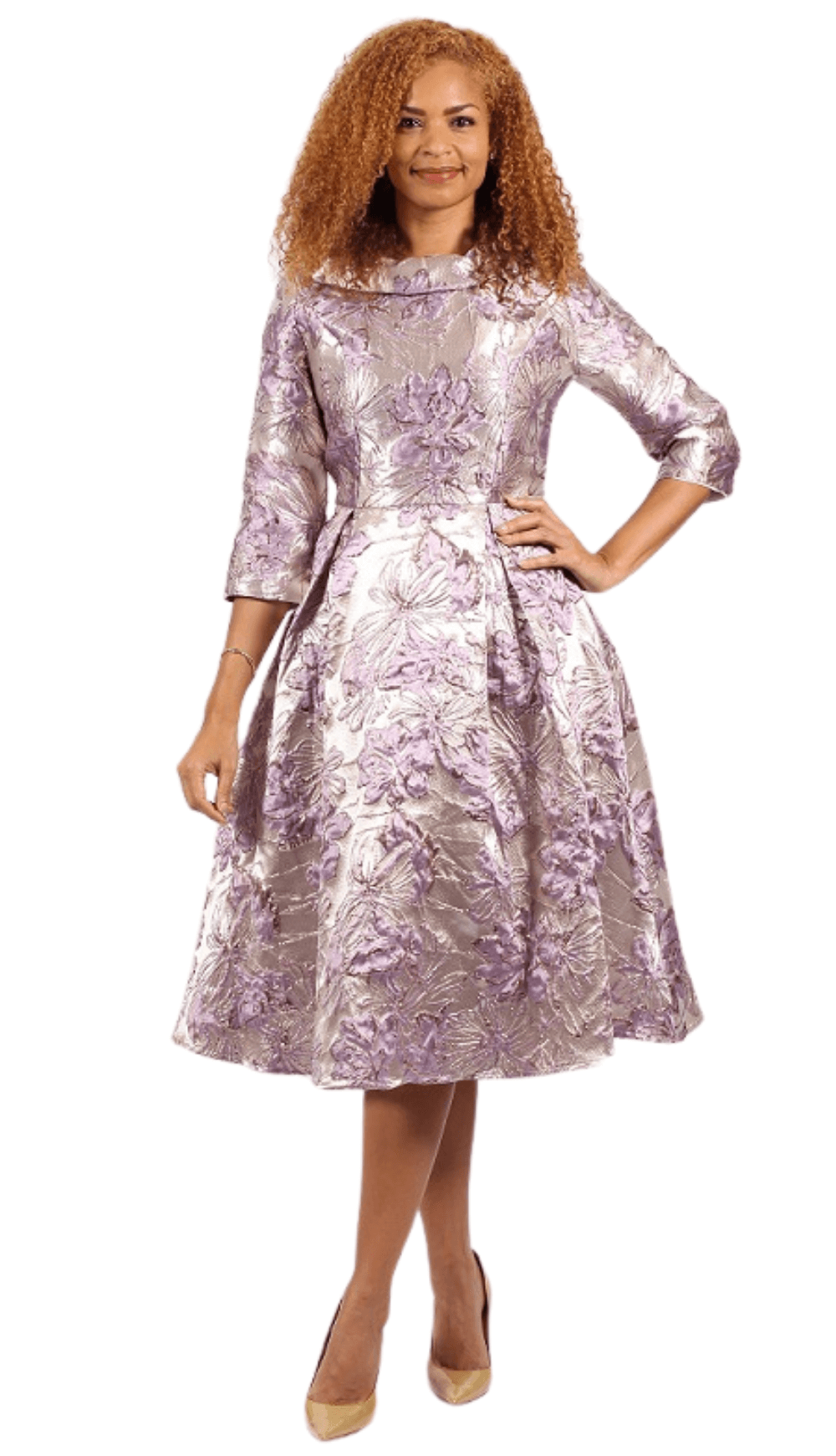 fitted lace wedding dress Diana Couture Church Dress 8847-Lavender
