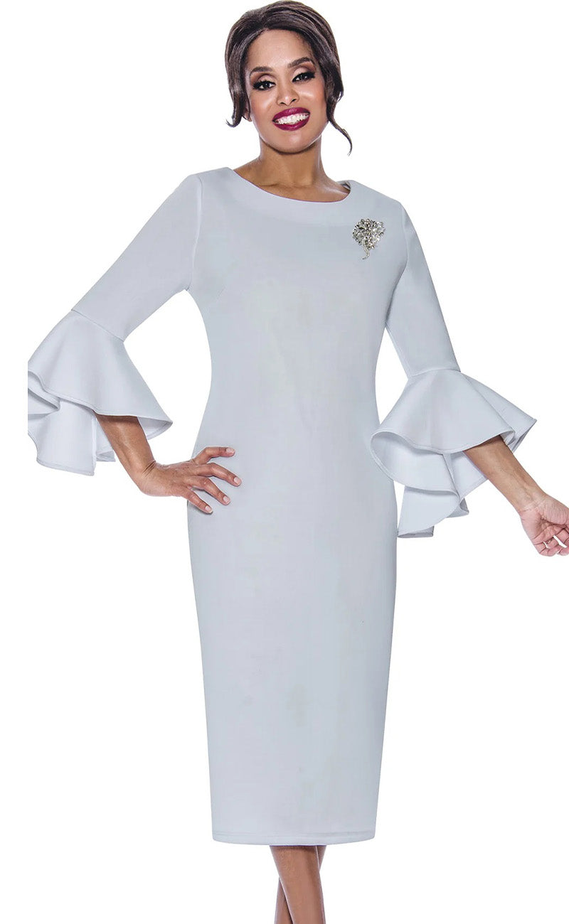 white long sleeve church dress Church Dress By Nubiano 12081C