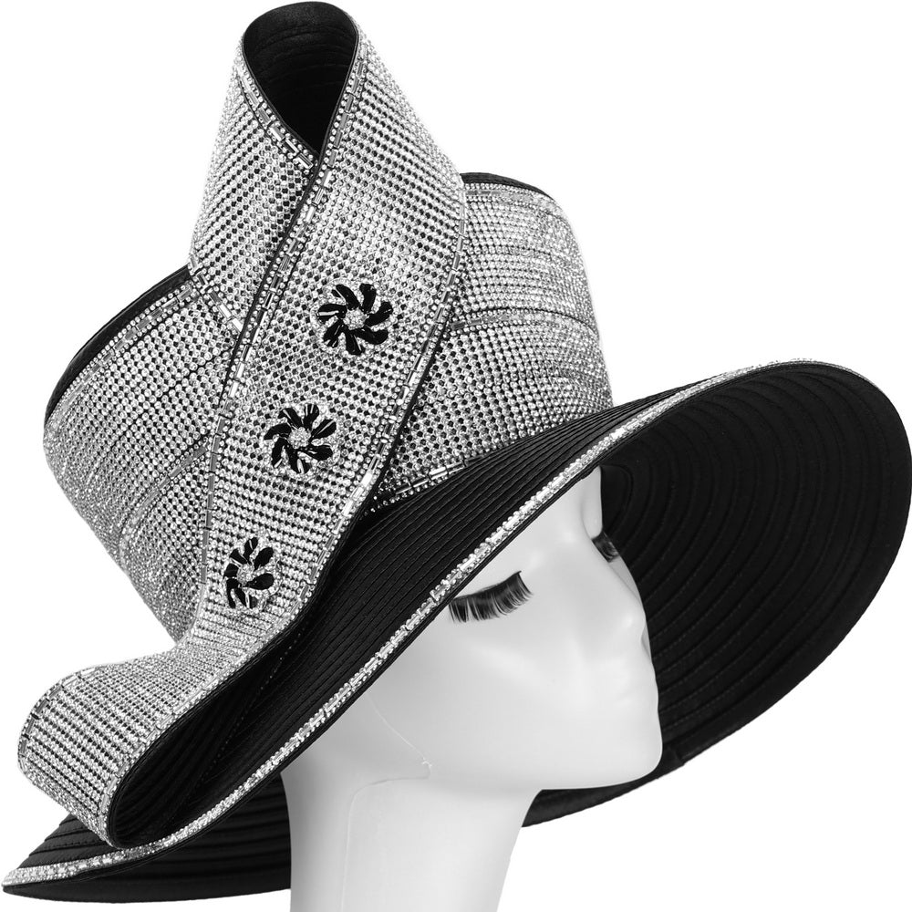 ladies dress hats amazon Giovanna Church Hat HR22140-Black