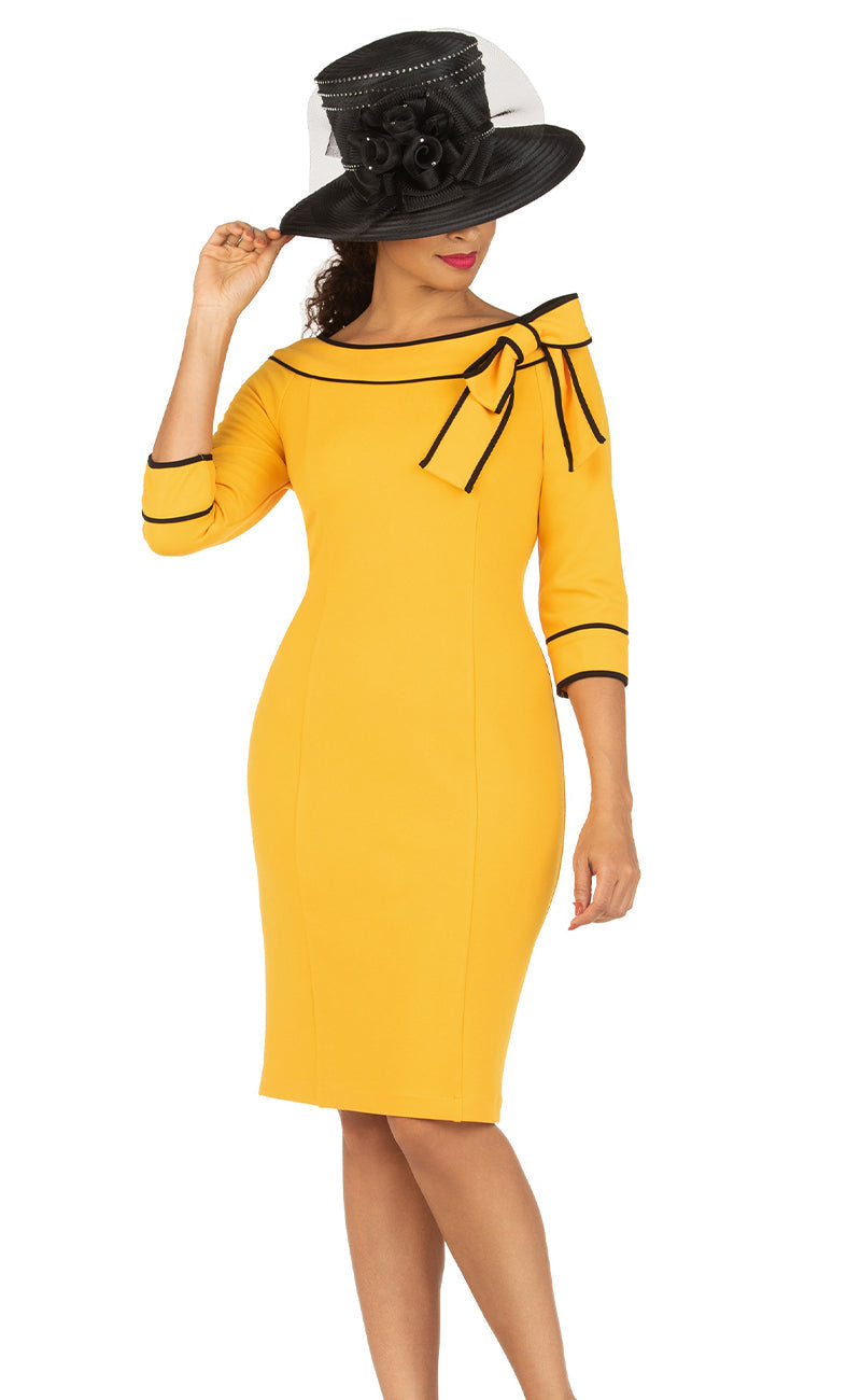 Giovanna Dress D1662C-Mustard/Gold