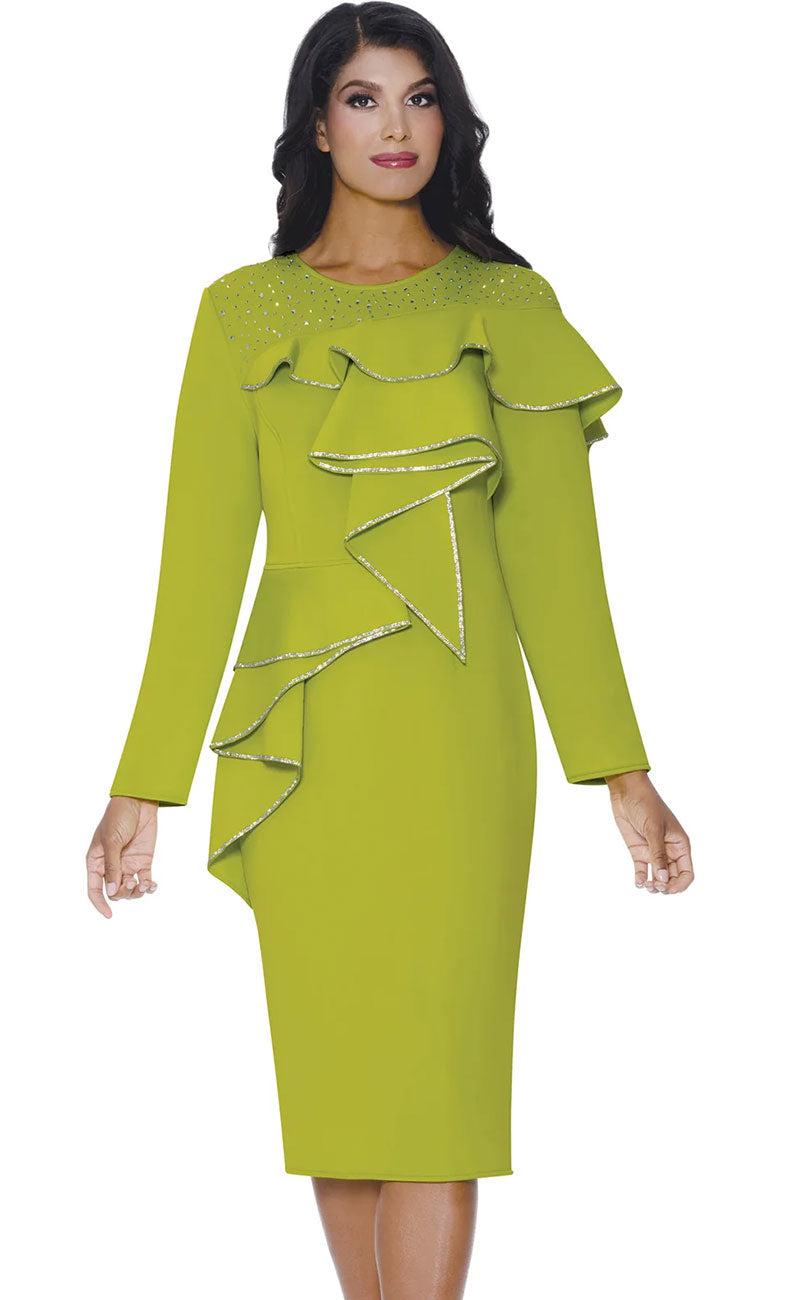 lime green church dress Women Church Dress-456C Green By Day Fashion