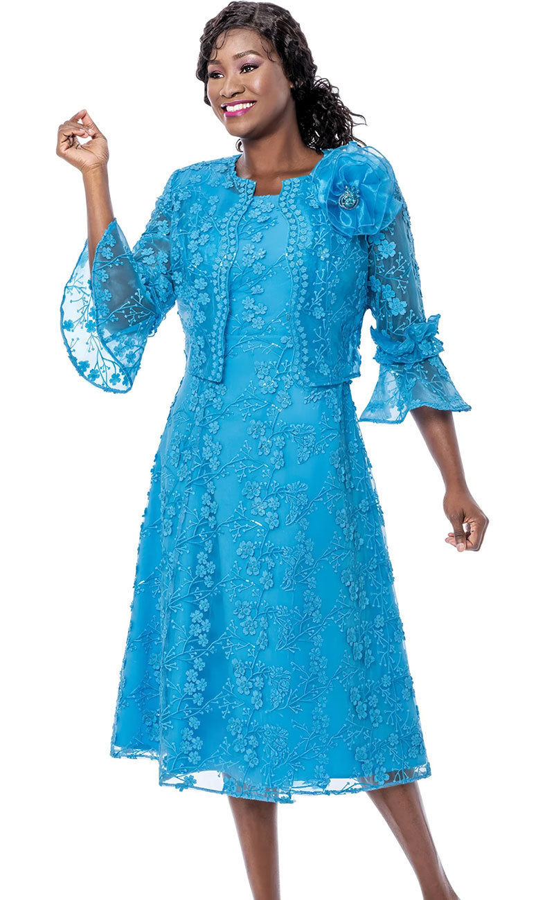 Terramina Church Dress 7253-Turquoise Terramina Church Dress 7253-Turquoise