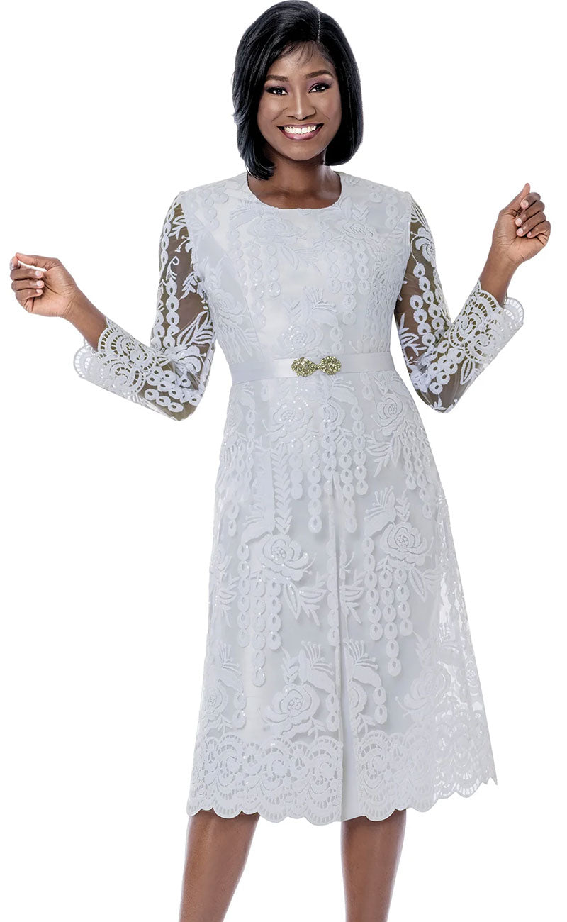 Terramina Church Dress 7288-White Terramina Church Dress 7288-White