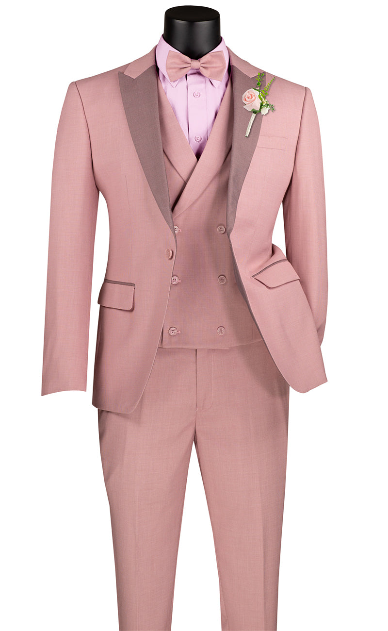Slim Fit 3 Piece with Matching Bow Tie Tuxedo Mauve SV2K-5 main image 1