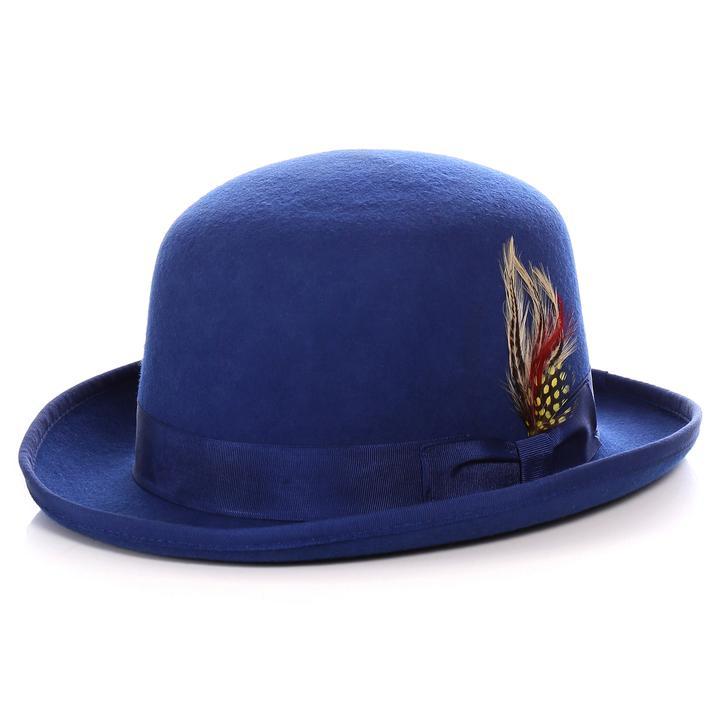 Men Derby Bowler Hat-Royal Blue Men Derby Bowler Hat-Royal Blue