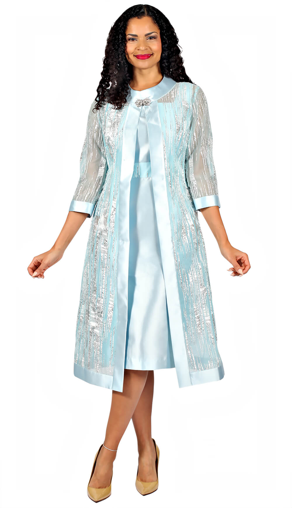 light blue church dress Diana Couture 8656-Sky New Release 27th May 2026 W Black n Bianco Boys Silver Blue Color:Fiery Red