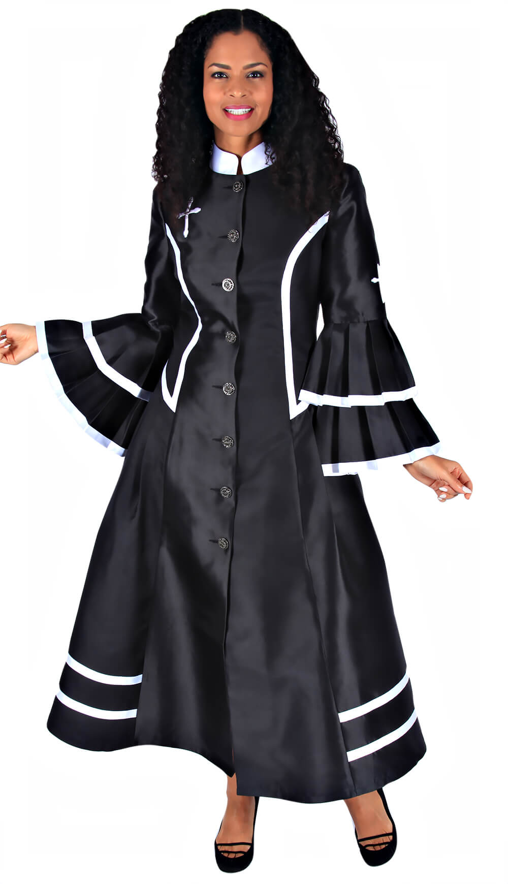 Diana Church Robe 8521-White/Black main image 1