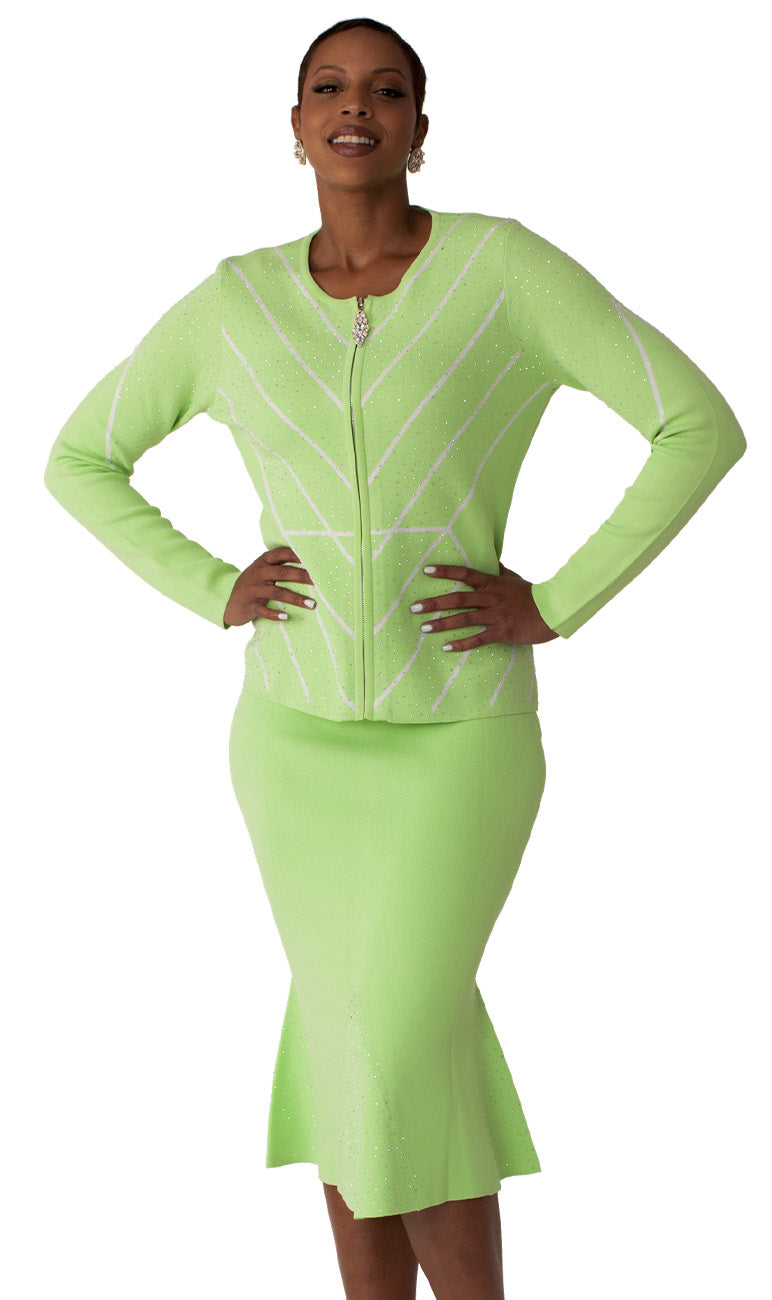 Kayla Knit Suit 5321-Lime/Silver Kayla Knit Suit 5321-Lime/Silver