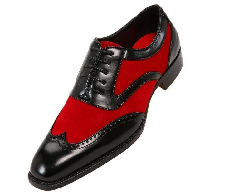 mens black and red dress shoes Men's Red and Black Two-Tone Cap-Toe Leather Oxfords Clements US 6.5 / Red/Black / B