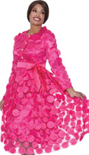 Church Dress By Nubiano 100361C-Hot Pink