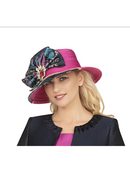 Women Church Hat HG1315 Navy Fuchsia Multi