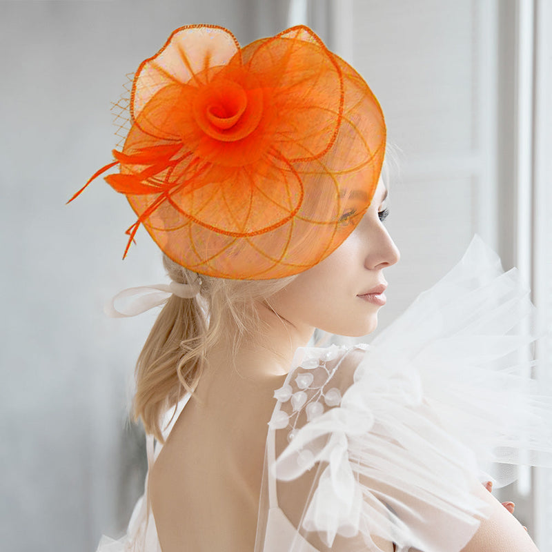 BDF Fascinator Hat 1542 Orange