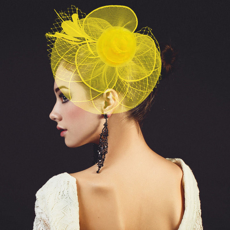 BDF Fascinator Hat 1542 Yellow