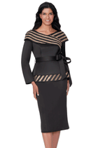Black And Gold Women Church Suit 600672C-Black/Gold