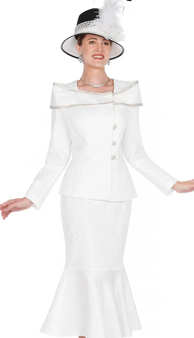 Elite Champagne Church Suit 5867C-Off-White