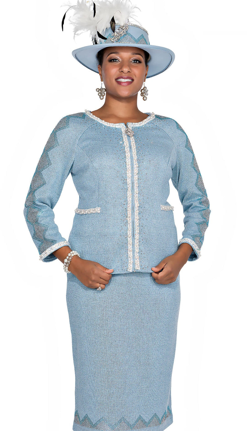 Champagne Italy Church Suit 5962-Light Blue - Church Suits For Less