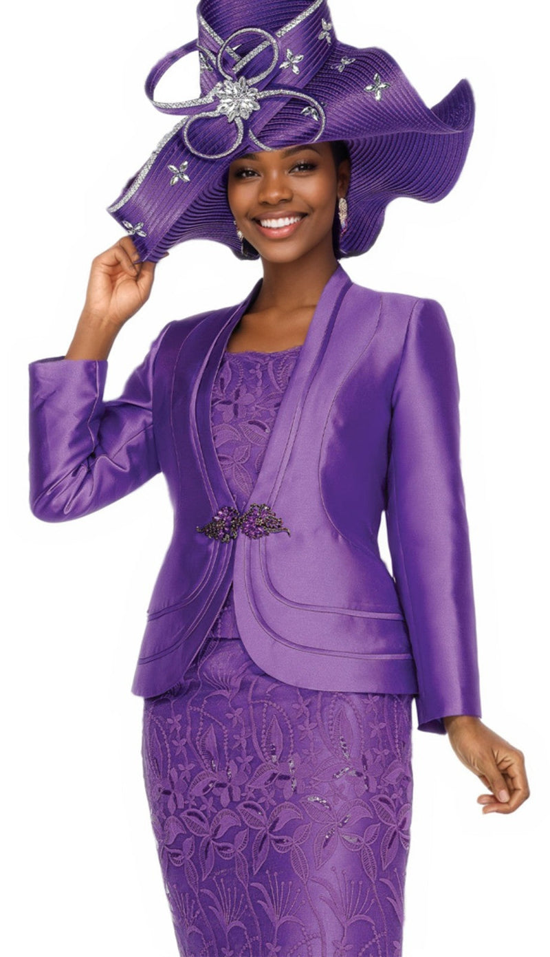 Champagne Italy Church Suit 6213-Purple
