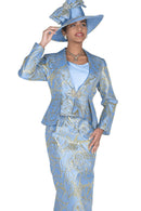 Designer Church Suit 6103-Metalic Light Blue