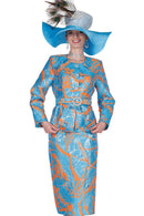 Designer Church Suit 6256-Metalic Blue