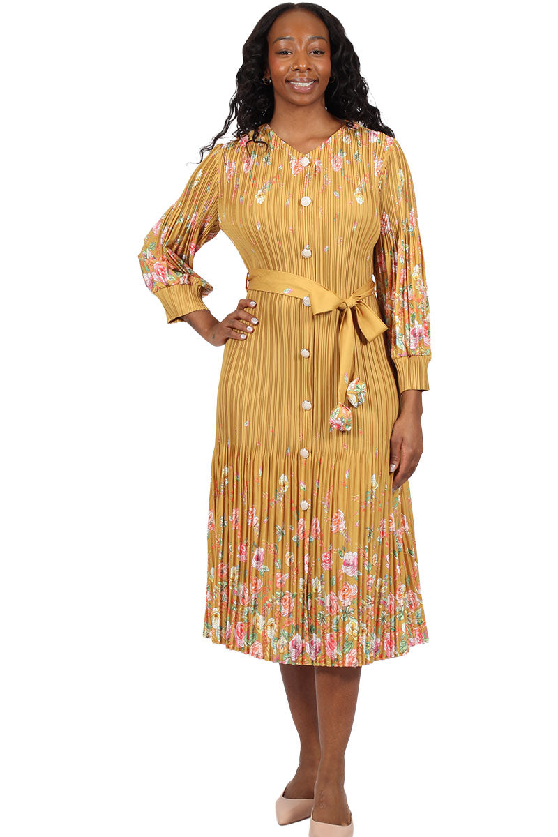 slim fit dress slacks Diana Couture 8861-GLD Church Dress Gold / 8