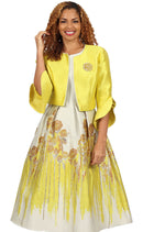 Diana Couture Church Dress 8978-Yellow - Church Suits For Less