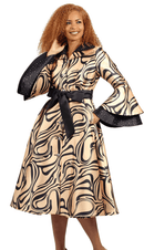 Diana Couture Church Dress 8973-Gold/Black - Church Suits For Less