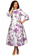 Diana Couture Church Dress 8700-Silver/Purple - Church Suits For Less