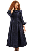 Diana Couture Church Dress 8757-Navy - Church Suits For Less