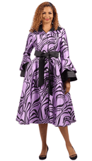 Diana Couture Church Dress 8973-Purple/Black