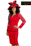Donna Vinci Knit Suit 13461-Red/Black