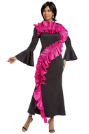 Donna Vinci Church Dress 12001C-Black/Fuchsia