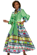 Donna Vinci Church Dress 12003C-Lime/Multi