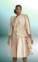 Donna Vinci Church Dress 12162C-Champagne - Church Suits For Less