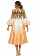 Donna Vinci 12302 Gold Ombre 2-Piece Dress and Jacket Set