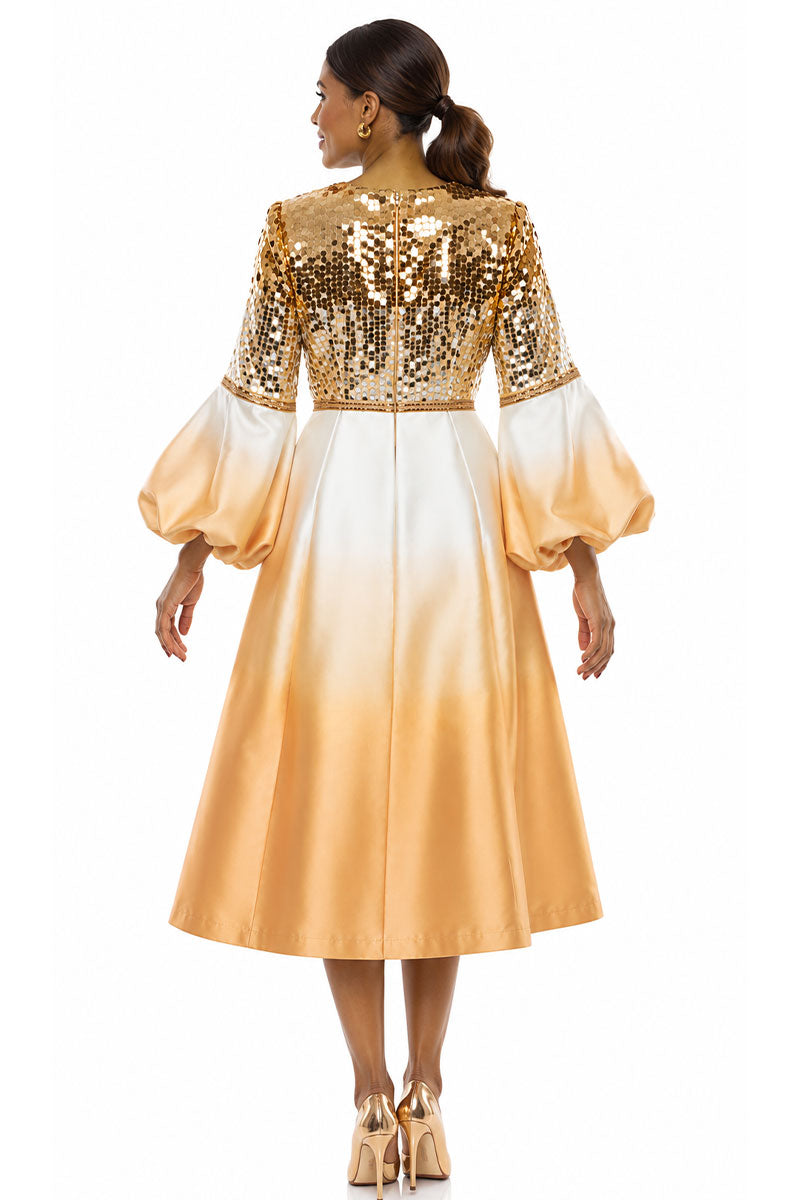 gold church dress Diana Couture 8973 With Black / 12 front design Nubiano 100501-GWB-QS Church Dress Gold