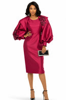 Donna Vinci Dress 12305 Burgundy 2-Piece Set for Formal Occasions
