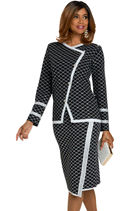 Donna Vinci Skirt Suit 13451-Black/White