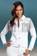 Donna Vinci Denim Jacket 8457JC-White - Church Suits For Less
