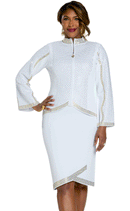 Donna Vinci Knit Dress 13448-White/Gold