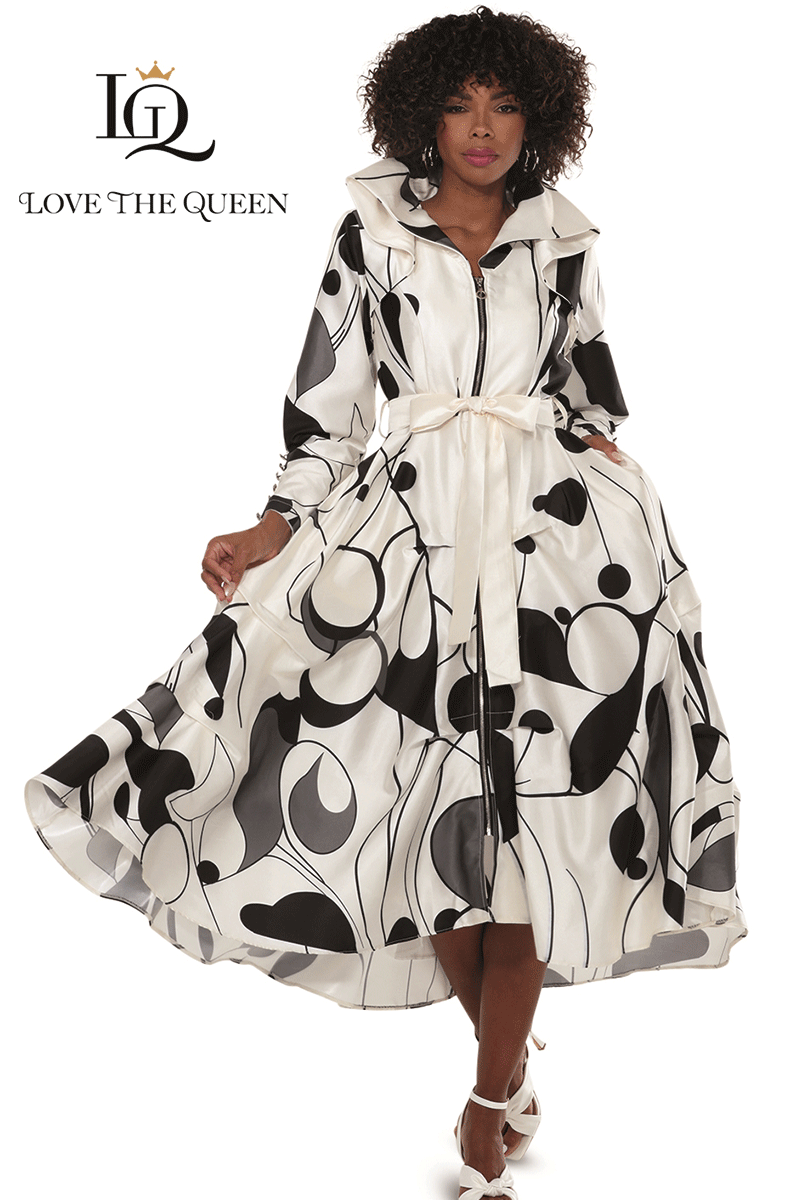 Love The Queen Dress 17589C-Off-White/Black