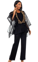 Donna Vinci Pant Suit 5866-Black/Gold