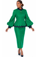 Donna Vinci Sirt Suit 1298 Green Jacket and Skirt Set