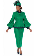 Donna Vinci Sirt Suit 1298 Green Jacket and Skirt Set