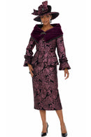 Donna Vinci Skirt Suit 12304 Plum 2-Piece Women's Church Suit