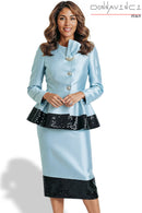 Donna Vinci Church Suit 12252-Ice Blue/Black