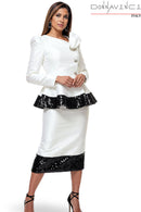Donna Vinci Church Suit 12252-White/Black