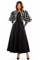 Donna Vinci Dress 12281 - Elegant Black Full-Length Dress with Cropped Jacket