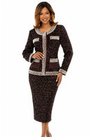 Donna Vinci Skirt Suit 12234-Chocolate