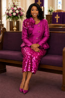 Donna Vinci Skirt Suit 12289 in Fuchsia