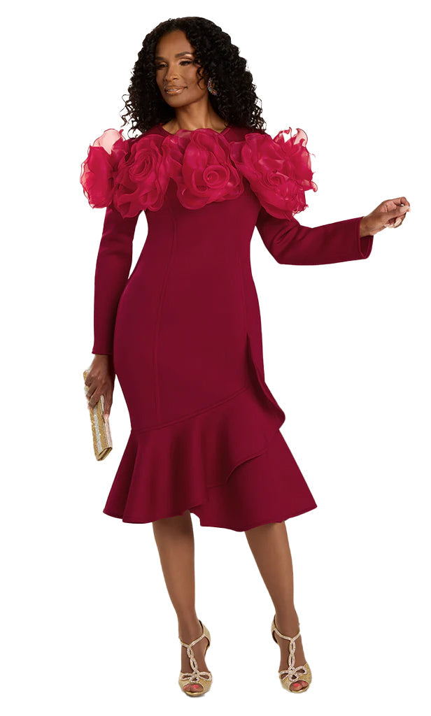 Donna Vinci Church Dress 12109-Berry - Church Suits For Less